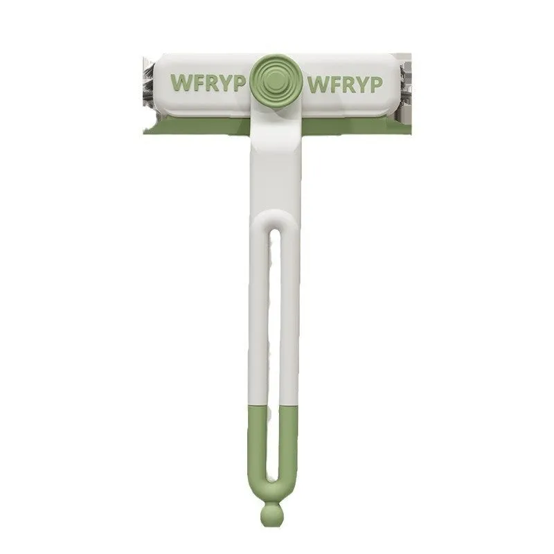 Plastic corner floor cleaning brush with clip for bathroom and toilet use in white and green colour
