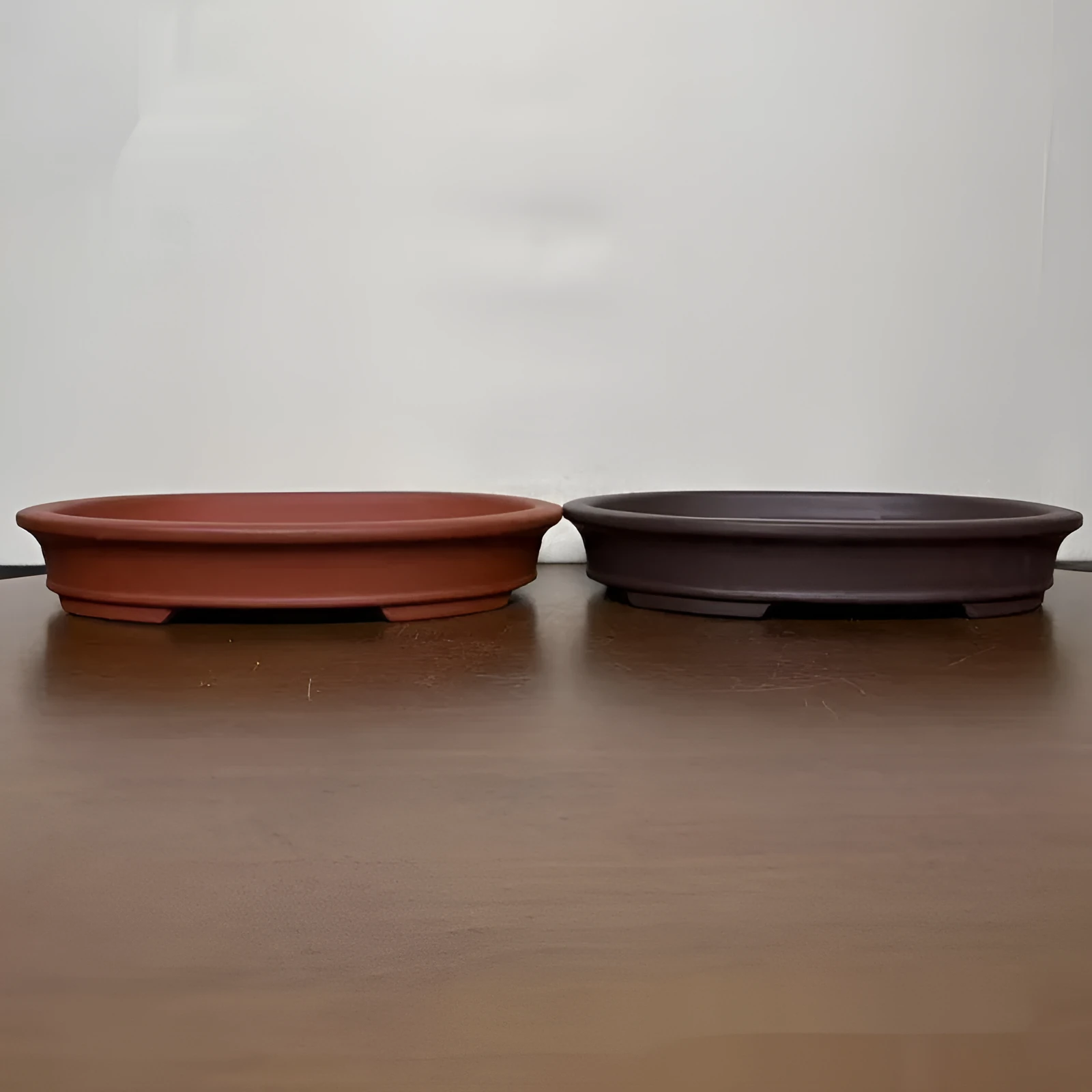 Purple sand handmade oval ceramic flowerpot in cinnabar sand colour for desktop or floor plant display