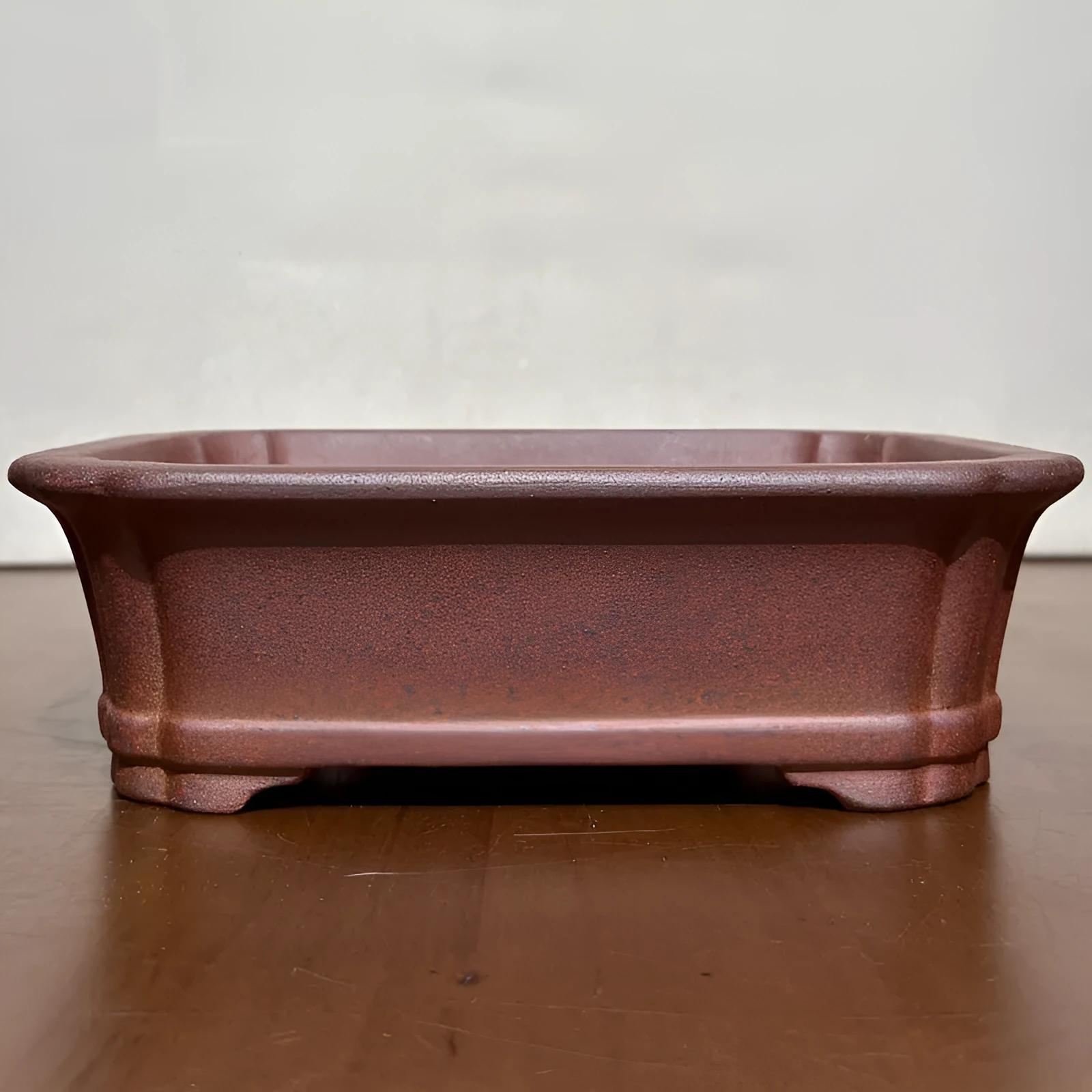 Rectangular retro firewood purple sand flower pot in reddish brown stoneware with hand glazed finish