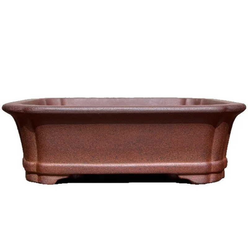 Rectangular retro firewood purple sand flower pot in reddish brown stoneware with hand glazed finish