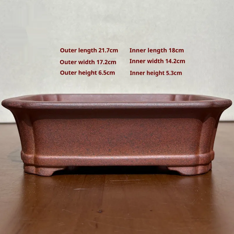 Rectangular retro firewood purple sand flower pot in reddish brown stoneware with hand glazed finish