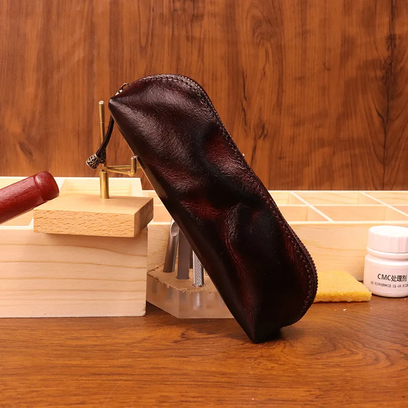First layer cowhide leather glasses buggy bag in black colour on a neutral background