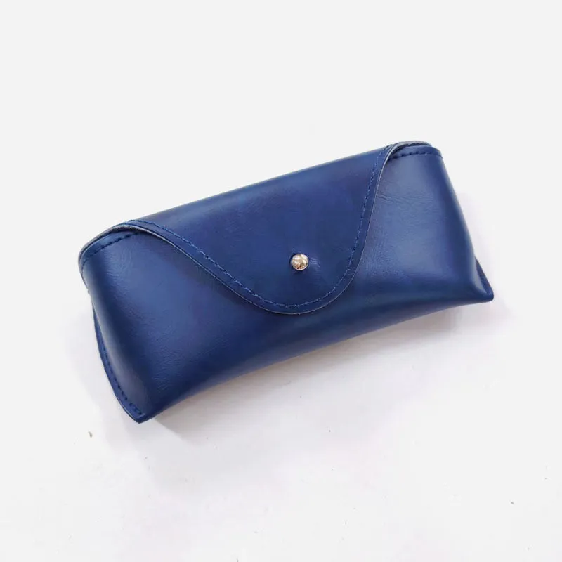Leather glasses case for sunglasses storage in black, brown, and navy blue