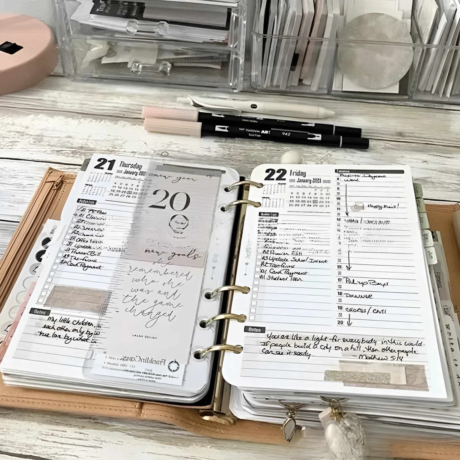 Life Area Simple Planning Toolkit notebook in black or brown with coated paper pages