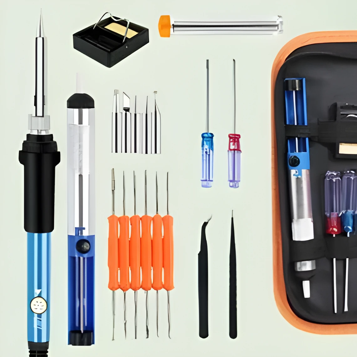 Adjustable temperature soldering iron 60W ceramic core with pointed tip, 110-220V