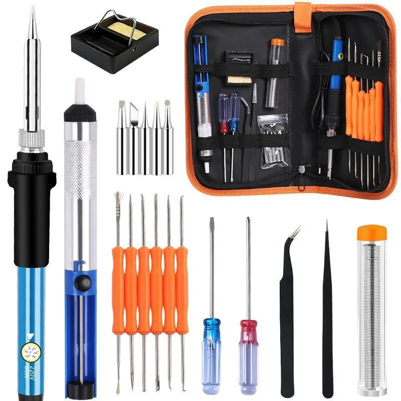 Adjustable temperature soldering iron 60W ceramic core with pointed tip, 110-220V