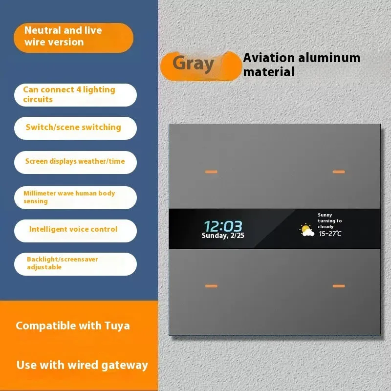 Graffiti intelligent smart switch with white ABS PC shell for home decoration, voice control, and app operation