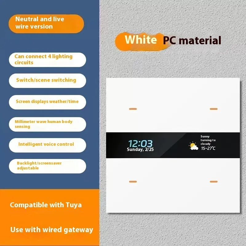 Graffiti intelligent smart switch with white ABS PC shell for home decoration, voice control, and app operation