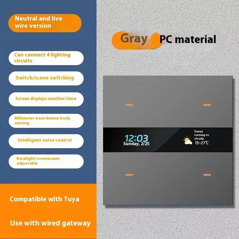 Graffiti intelligent smart switch with white ABS PC shell for home decoration, voice control, and app operation