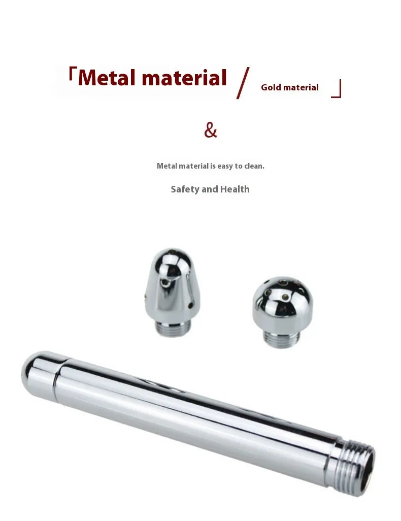 Three-head metal enema vaginal cleaning flusher with flannel bag in space aluminium alloy