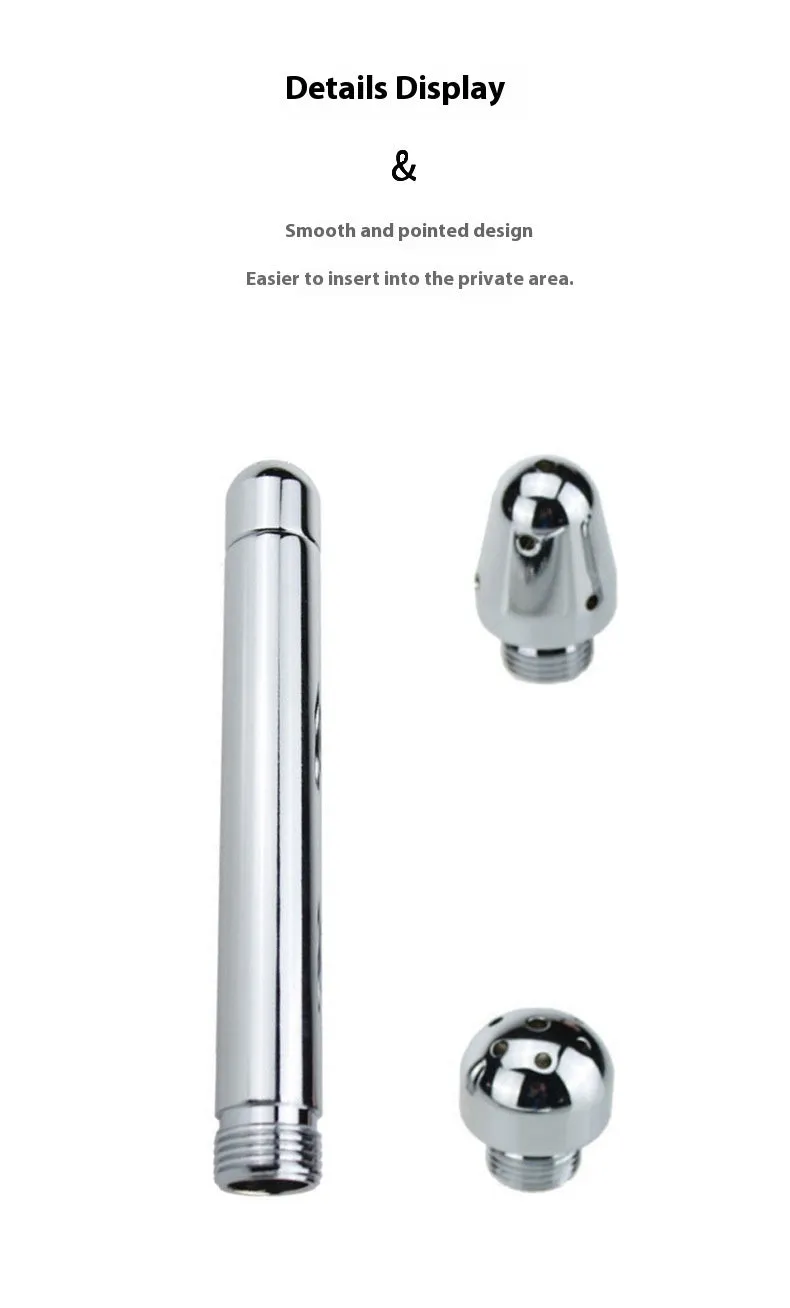 Three-head metal enema vaginal cleaning flusher with flannel bag in space aluminium alloy
