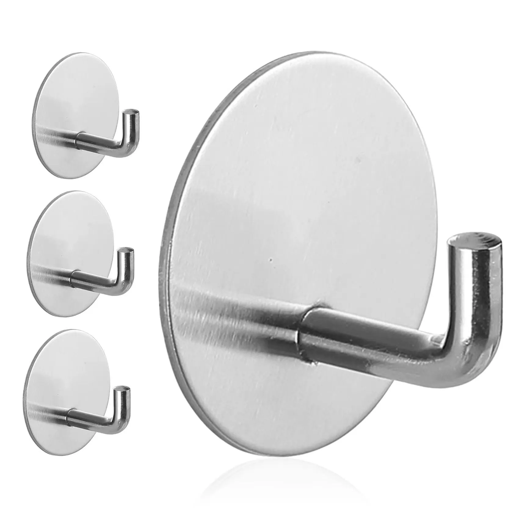 Round stainless steel self-adhesive hook with black and polished finish options