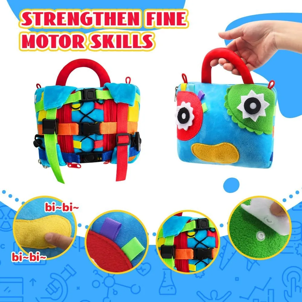 Blue plush owl baby early education release buckle colour matching toy for 12-month-old toddlers
