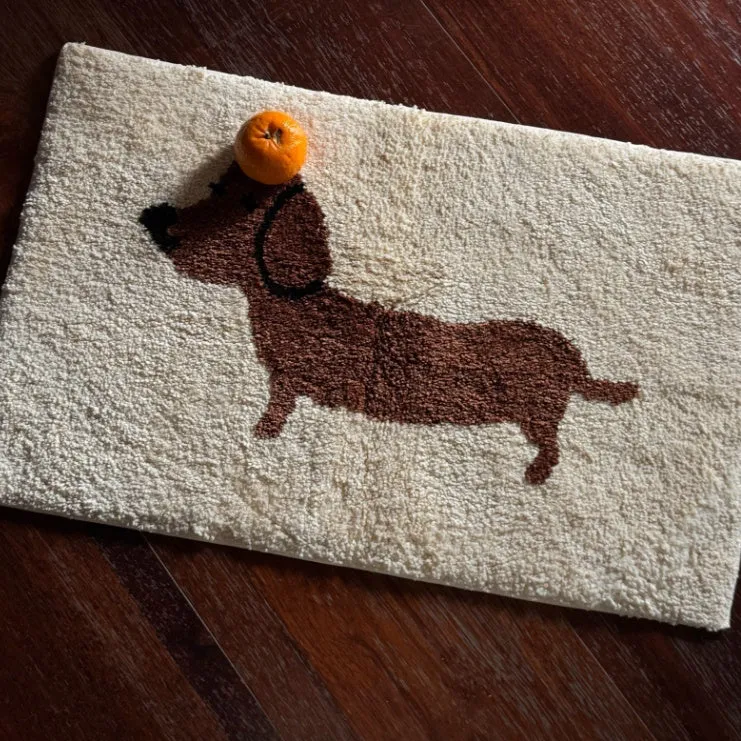 Lucky Sausage Puppy Korean tufted floor mat cream style woven carpet 50x80cm