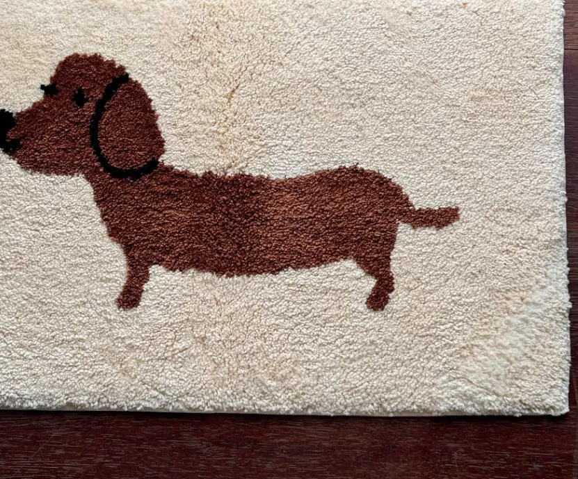 Lucky Sausage Puppy Korean tufted floor mat cream style woven carpet 50x80cm