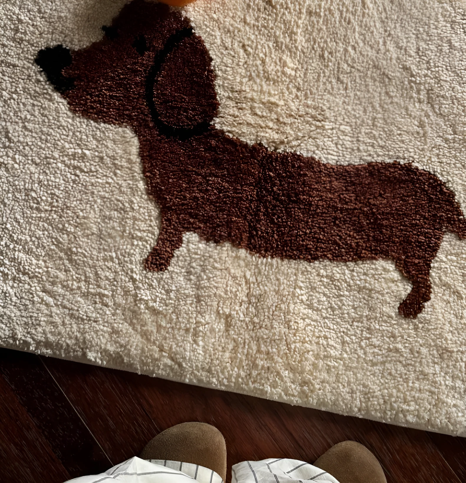 Lucky Sausage Puppy Korean tufted floor mat cream style woven carpet 50x80cm