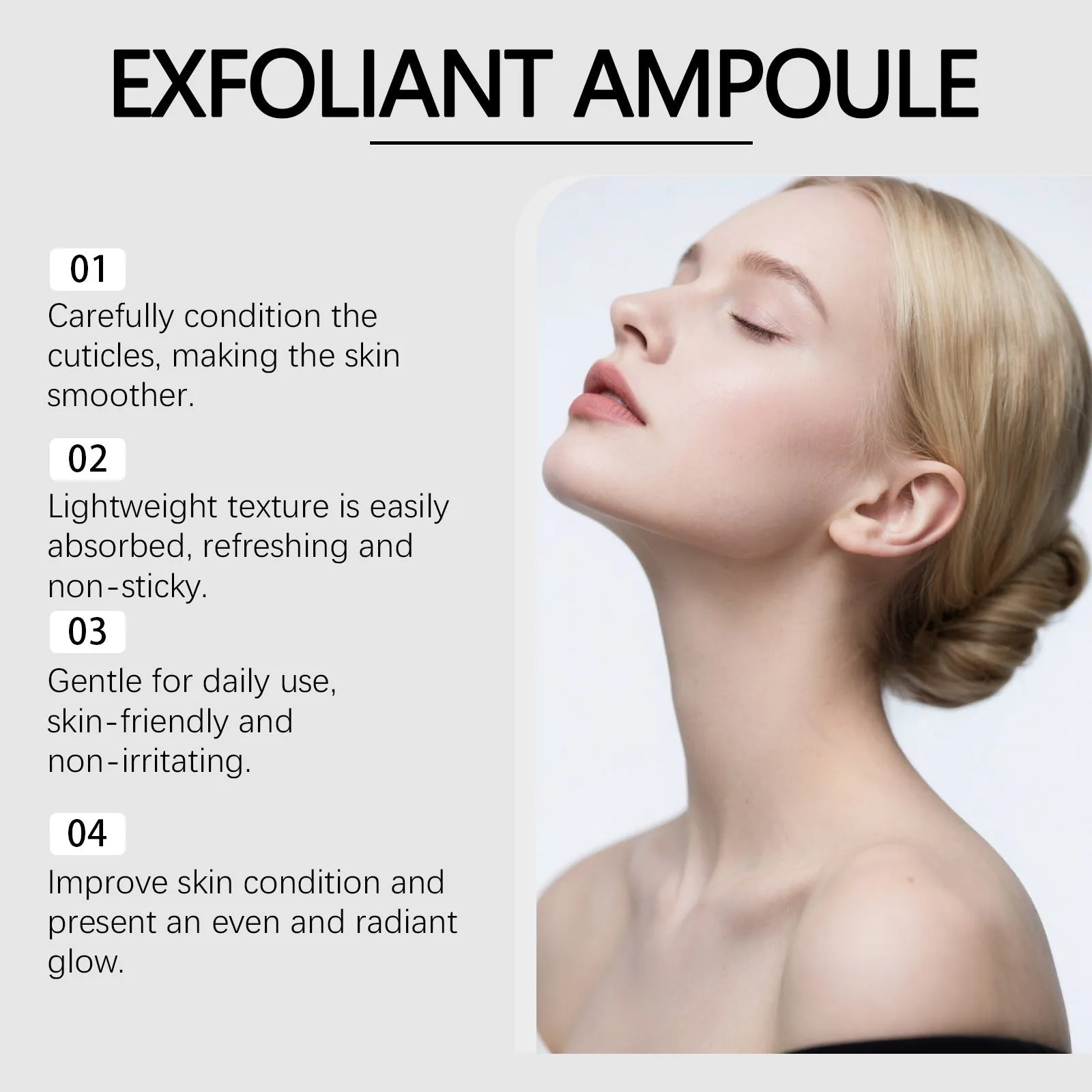 80ml bottle of facial exfoliating liquid with salicylic acid and hyaluronic acid