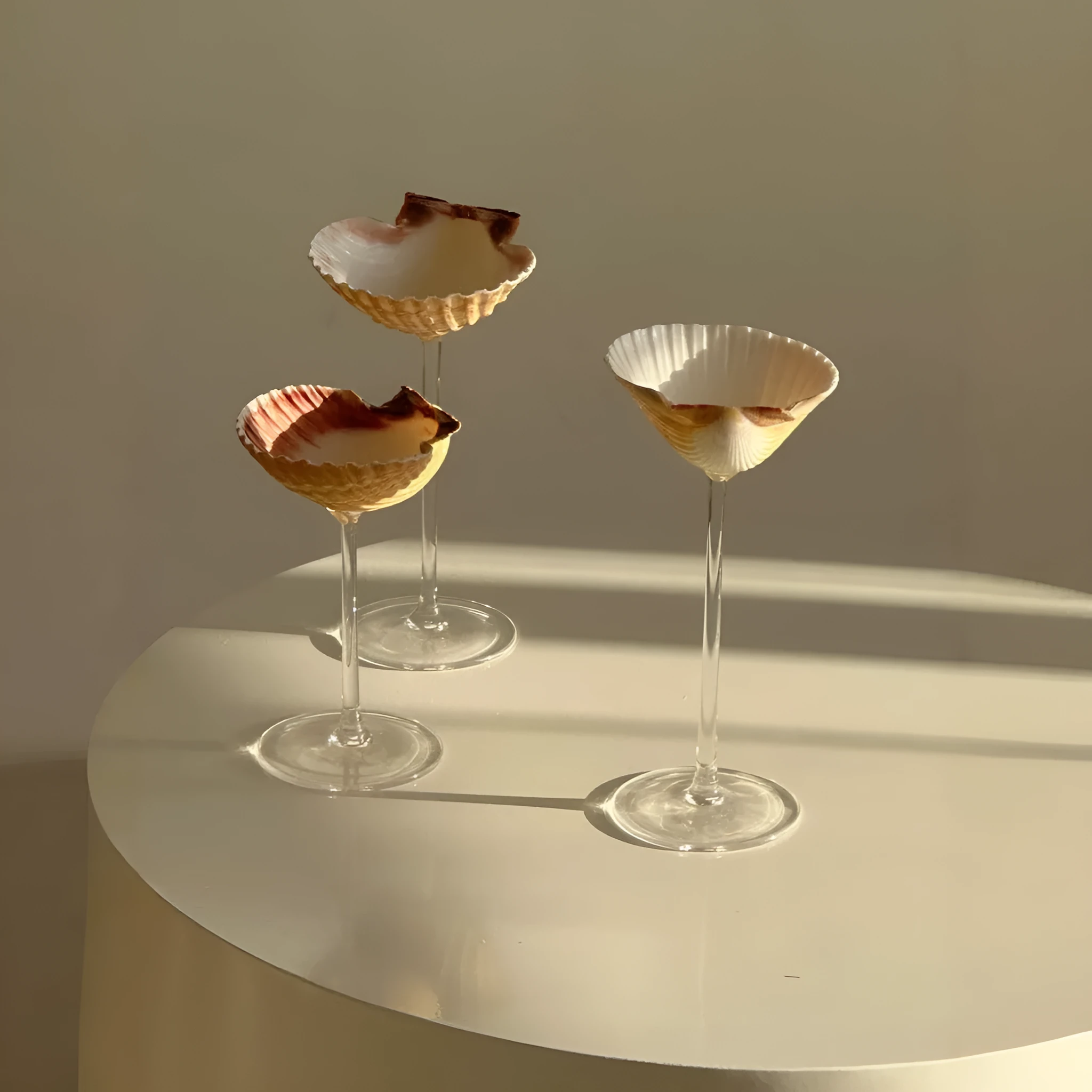 Handmade glass water cup with creative conch shell design in style A