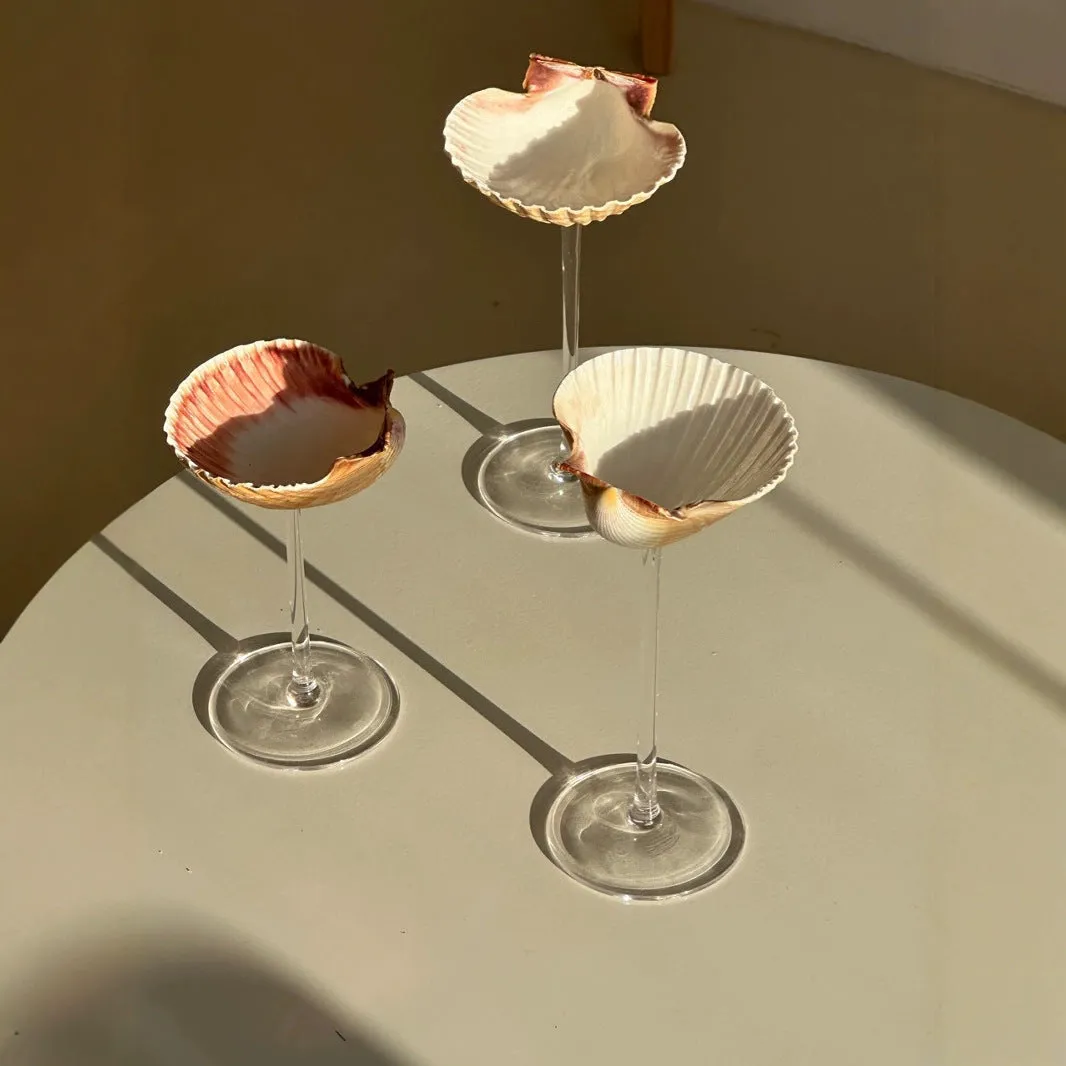 Handmade glass water cup with creative conch shell design in style A