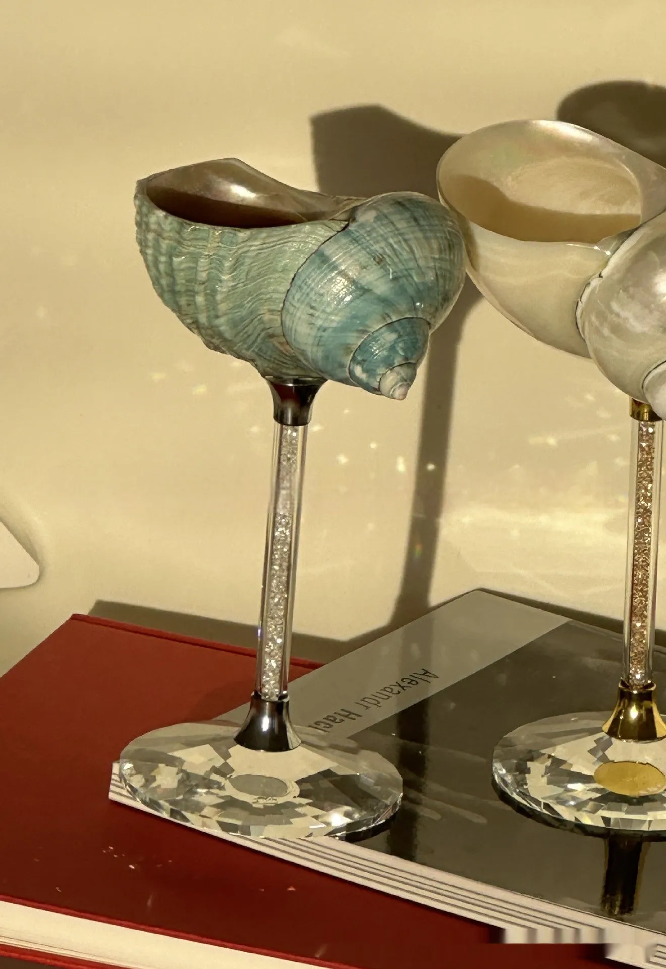 Handmade glass water cup with creative conch shell design in style A