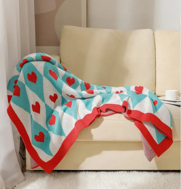 Bohemian acrylic sofa cover blanket with tassels in geometric pattern colours