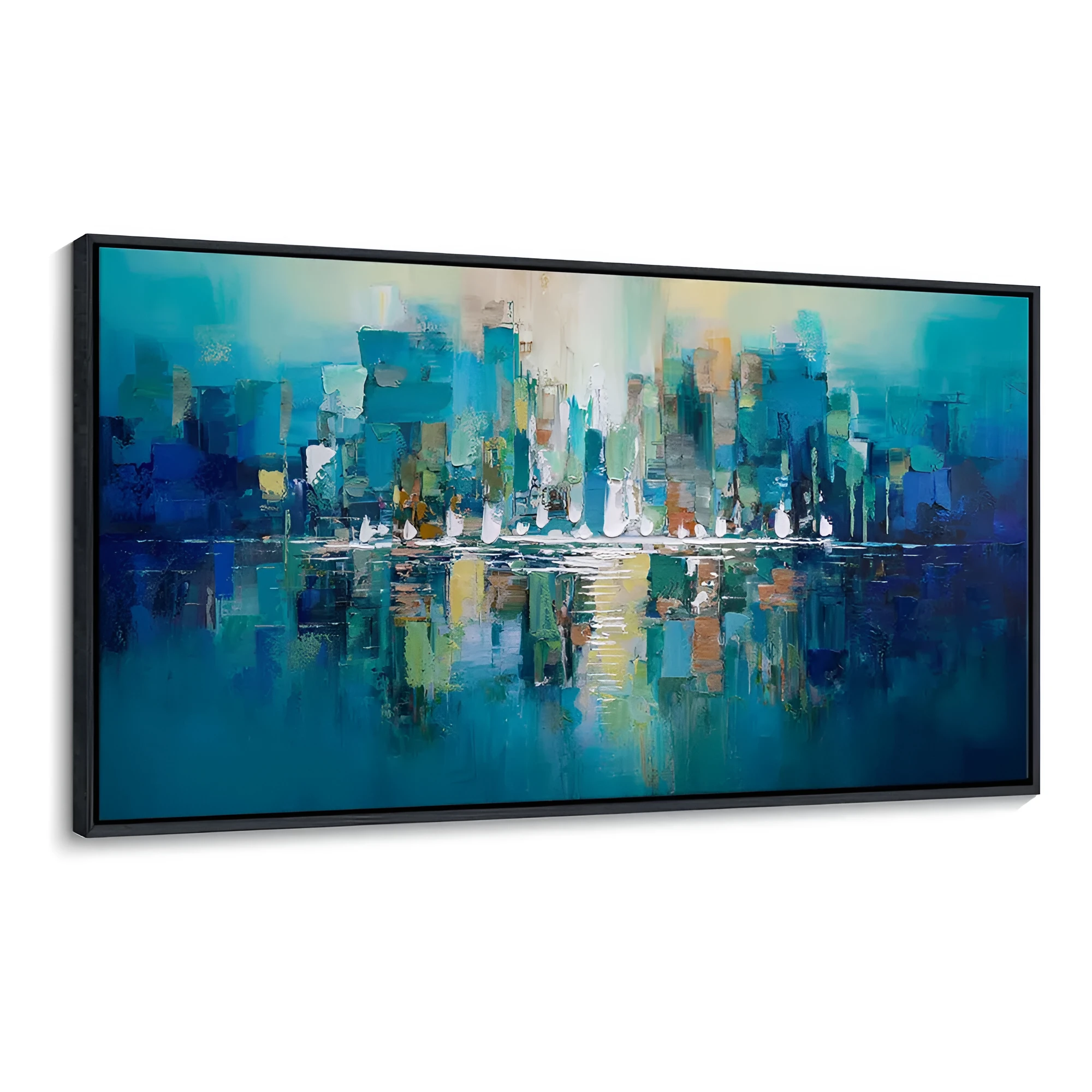 Hand-painted abstract oil painting on canvas with horizontal orientation, available in multiple sizes up to 240cm x 120cm