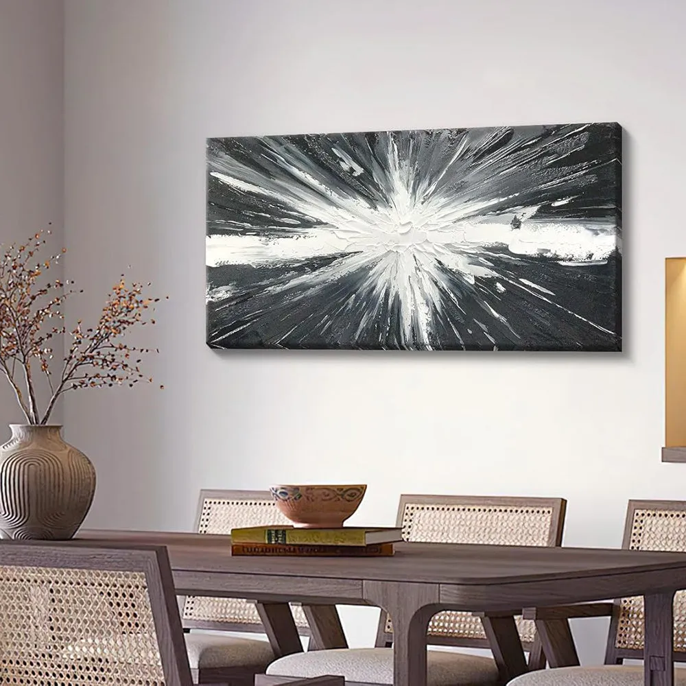Modern abstract black and white handmade oil painting on canvas for living room decoration