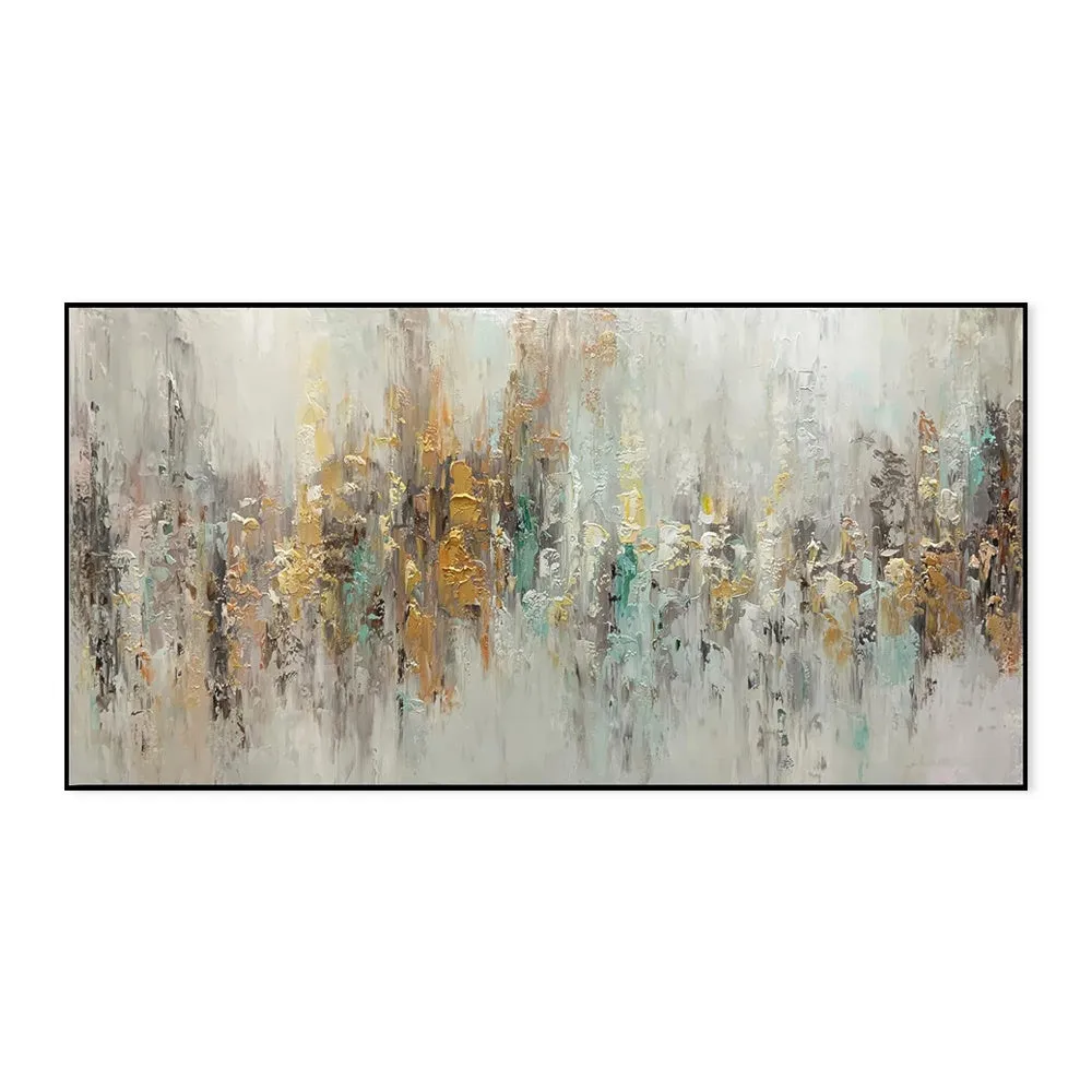 Handmade abstract oil painting on canvas horizontal modern wall art for living room unframed