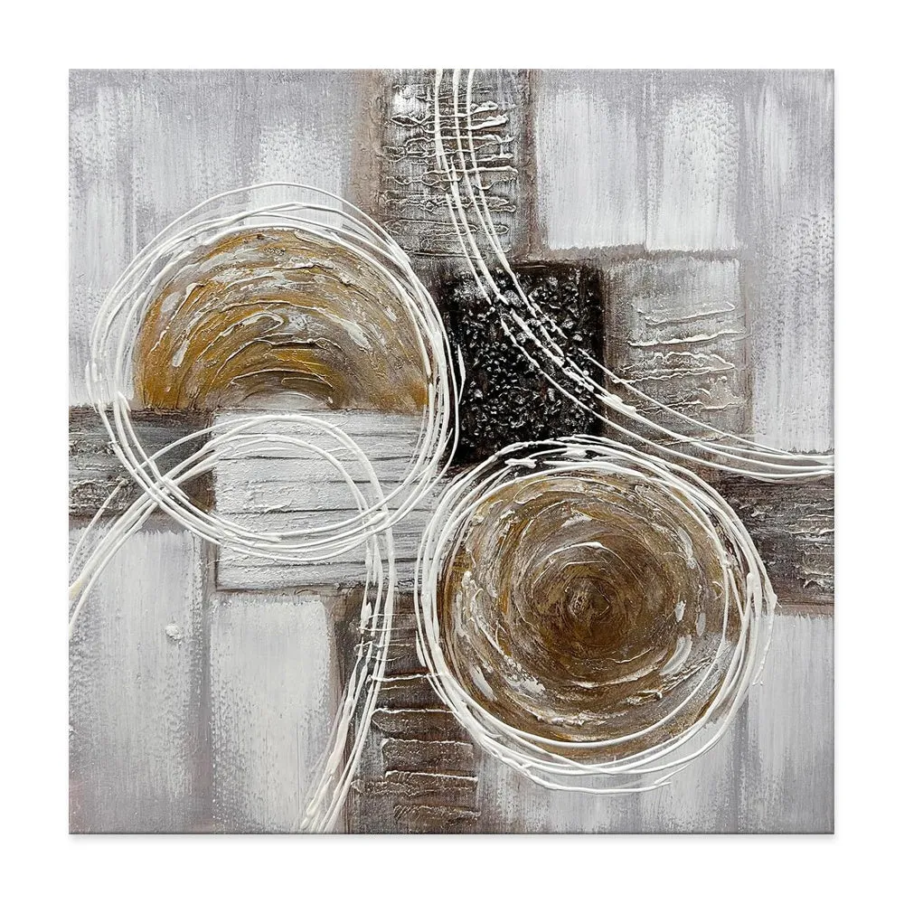 Modern brown and black thick oil texture abstract landscape handmade oil painting on square canvas for living room sofa back