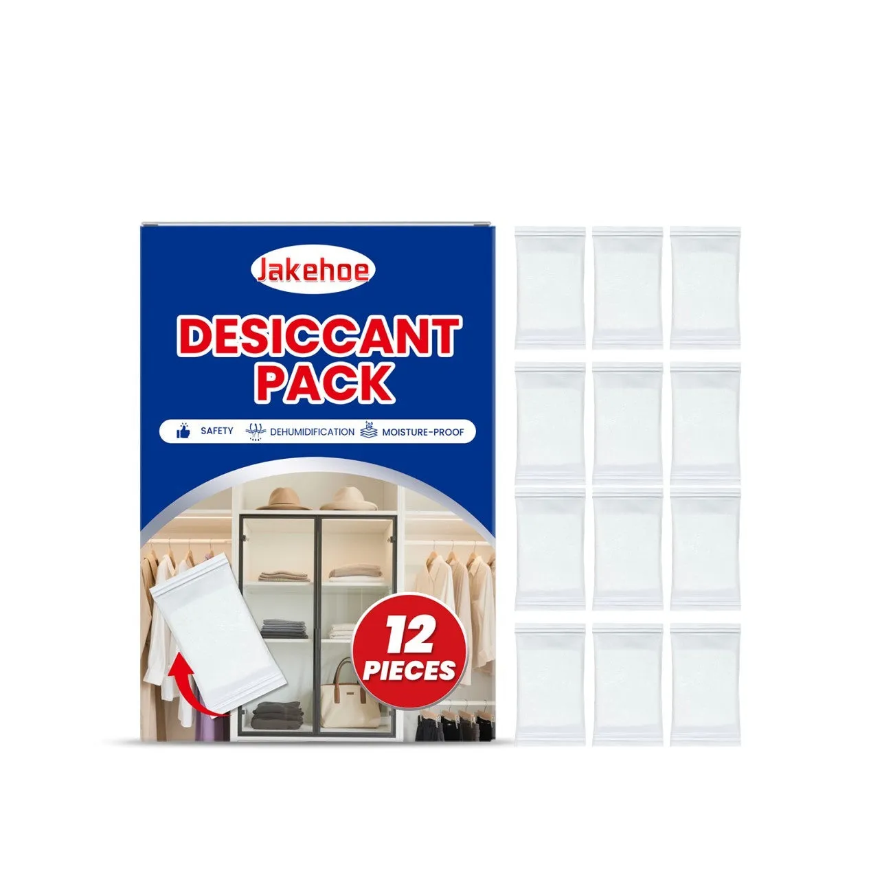 Pack of 12 calcium chloride desiccant pieces for household moisture absorption