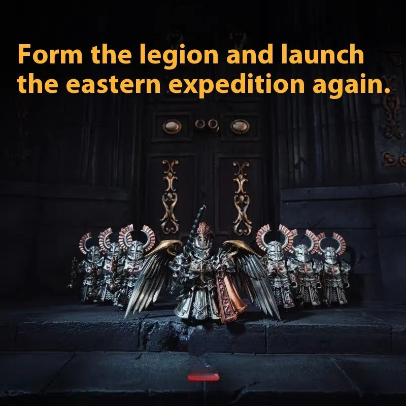 Paladin national style crusader decorative ornament set with holy sword, cloak, shield, and angel wings on display