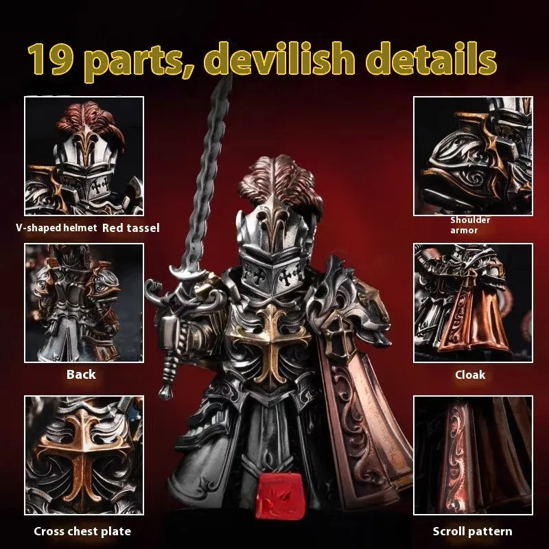 Paladin national style crusader decorative ornament set with holy sword, cloak, shield, and angel wings on display