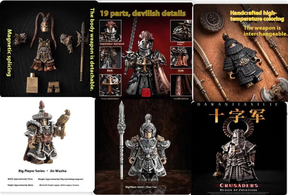 Paladin national style crusader decorative ornament set with holy sword, cloak, shield, and angel wings on display