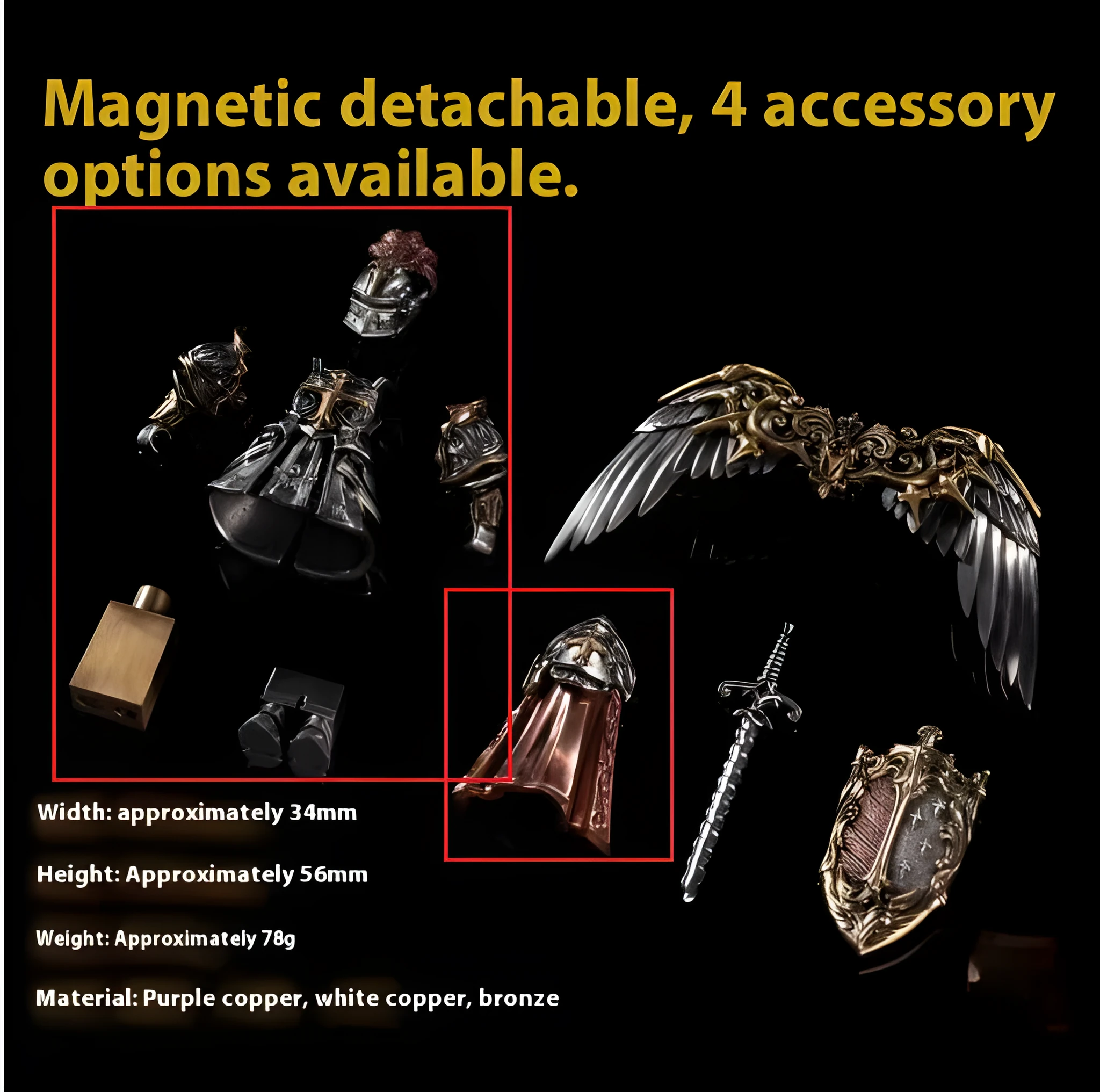 Paladin National Style copper ornament set with holy sword, divine shield, and crusader figure on display