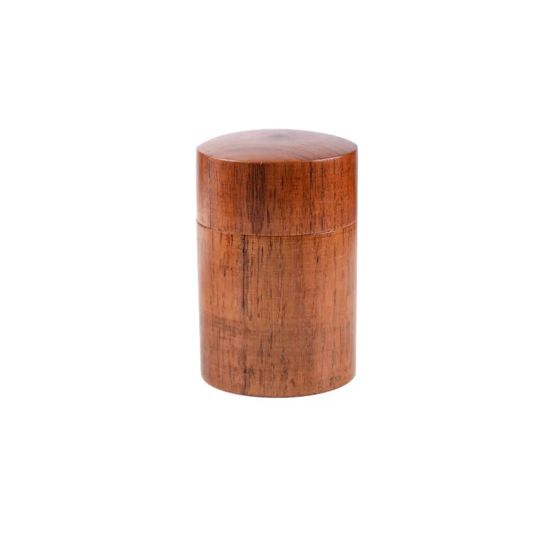Hand-painted jujube wood sealed tea container with 200ml capacity on a wooden surface