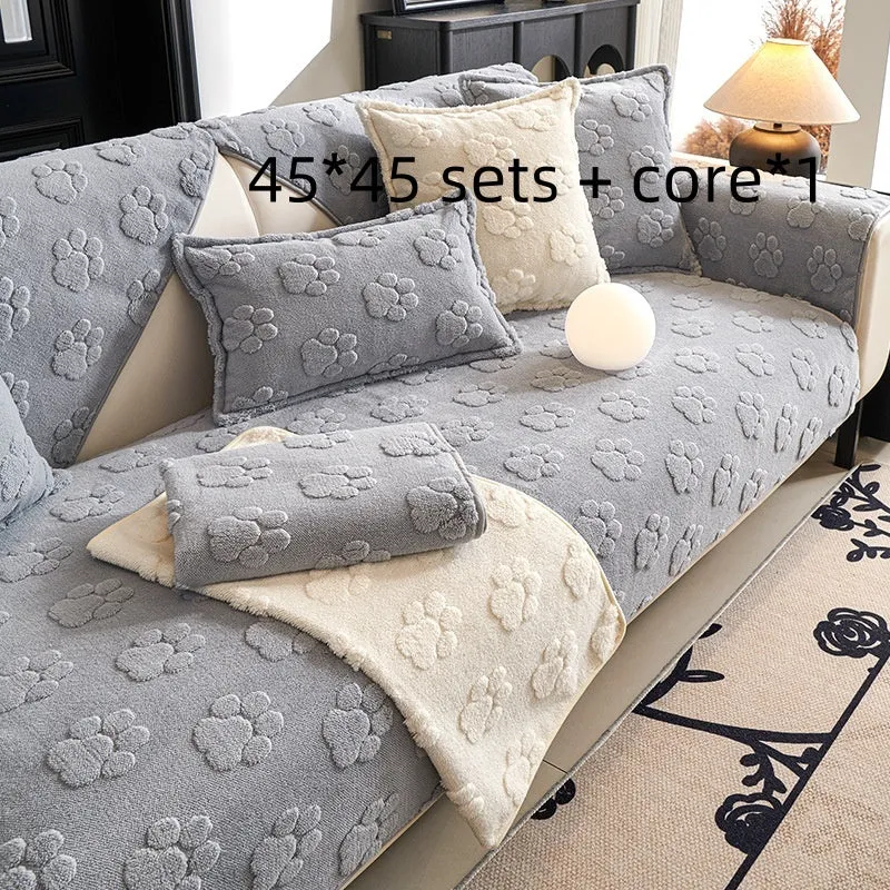 Thickened fleece non-slip sofa cushion cover in modern simplicity style, 45x45 cm, plush material