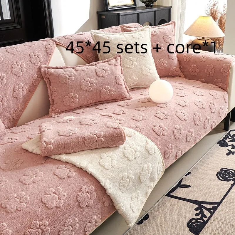 Thickened fleece non-slip sofa cushion cover in modern simplicity style, 45x45 cm, plush material