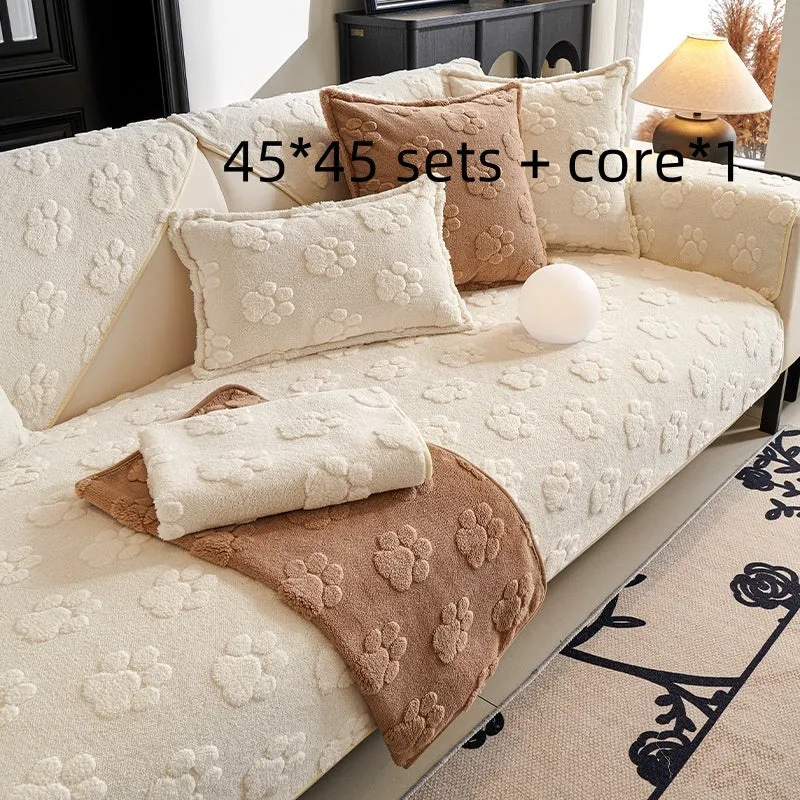 Thickened fleece non-slip sofa cushion cover in modern simplicity style, 45x45 cm, plush material