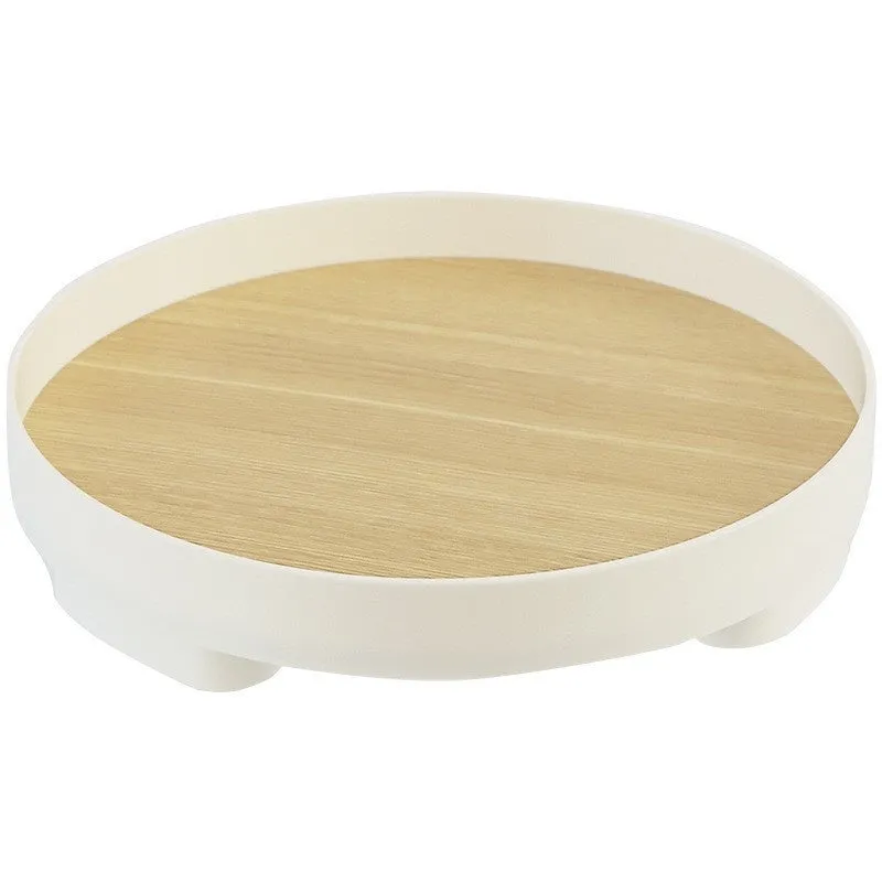 Large plastic desktop tray in wooden-style colour for hallway key storage and sundries organisation