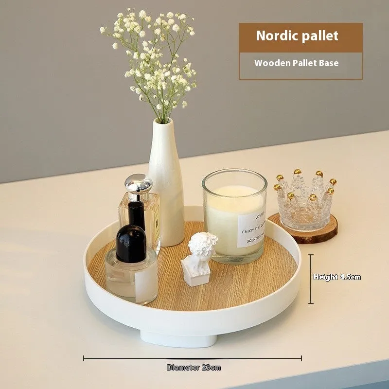 Large plastic desktop tray in wooden-style colour for hallway key storage and sundries organisation