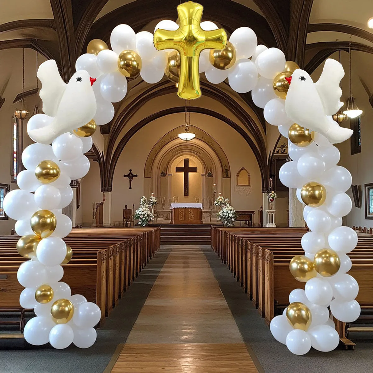 Balloon Arch Kit 120PCs Cross White Dove Balloon Set for Wedding Birthday Party Decoration, 10 Inch Oxford Cloth Cartoon Animal Shape Balloons