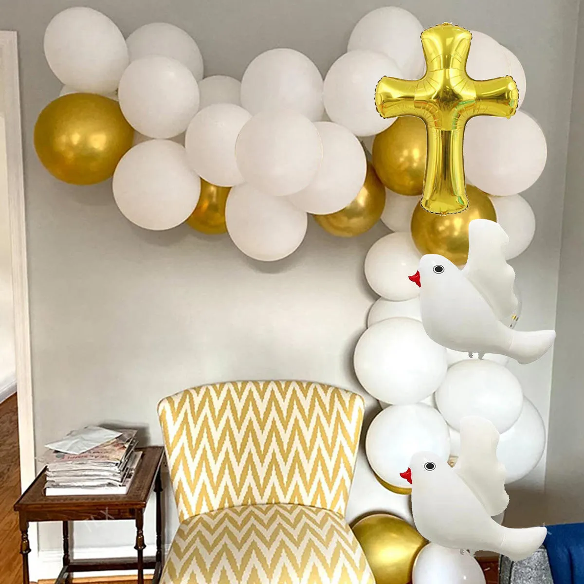 Balloon Arch Kit 120PCs Cross White Dove Balloon Set for Wedding Birthday Party Decoration, 10 Inch Oxford Cloth Cartoon Animal Shape Balloons