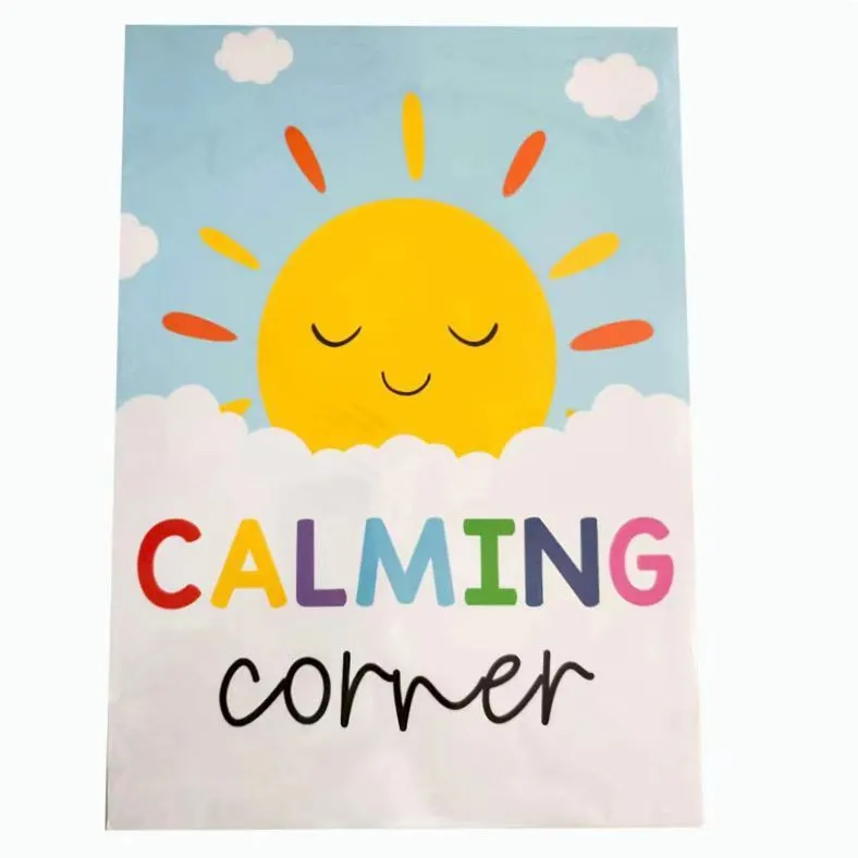 Calm corner poster set with 12 or 16 sheets for classroom decoration, available in 35x25cm or 42x28cm sizes