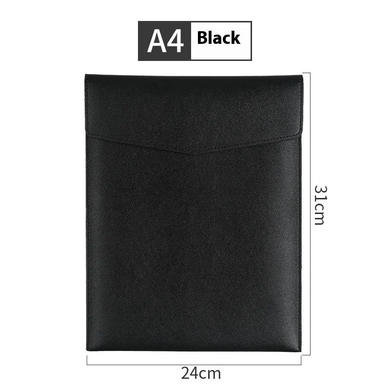 A4 PVC vertical file bag in black, business document organiser with seven colour options