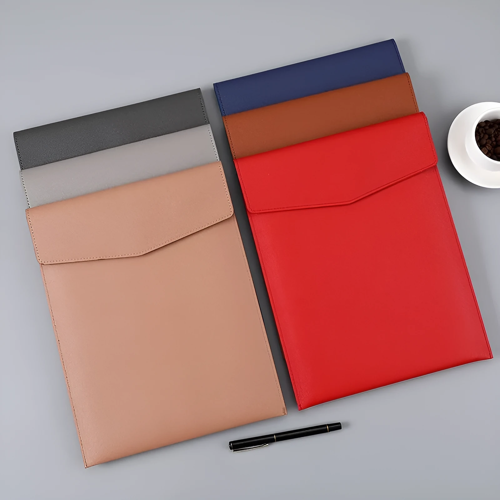 A4 PVC vertical file bag in black, business document organiser with seven colour options
