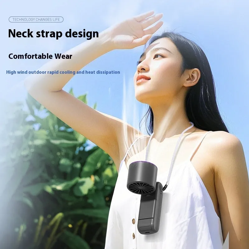 Y31 semiconductor folding digital display handheld refrigeration fan in rock gray with 199 speed settings