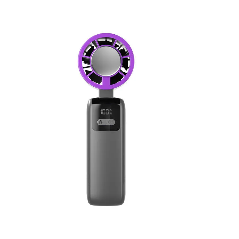 Y31 semiconductor folding digital display handheld refrigeration fan in rock gray with 199 speed settings