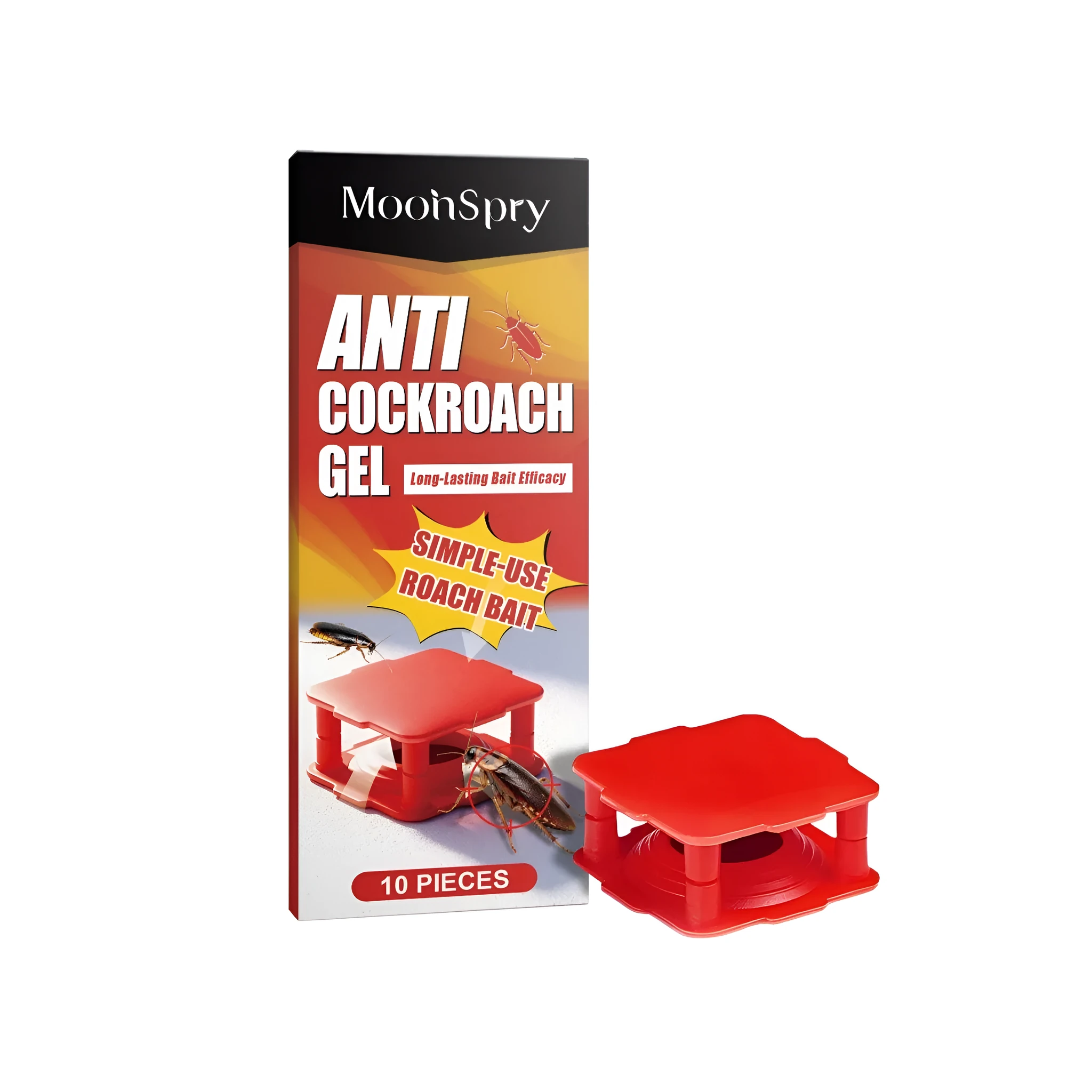 Pack of ten anti cockroach gel bait boxes with dual active ingredients imidacloprid and dinotefuran