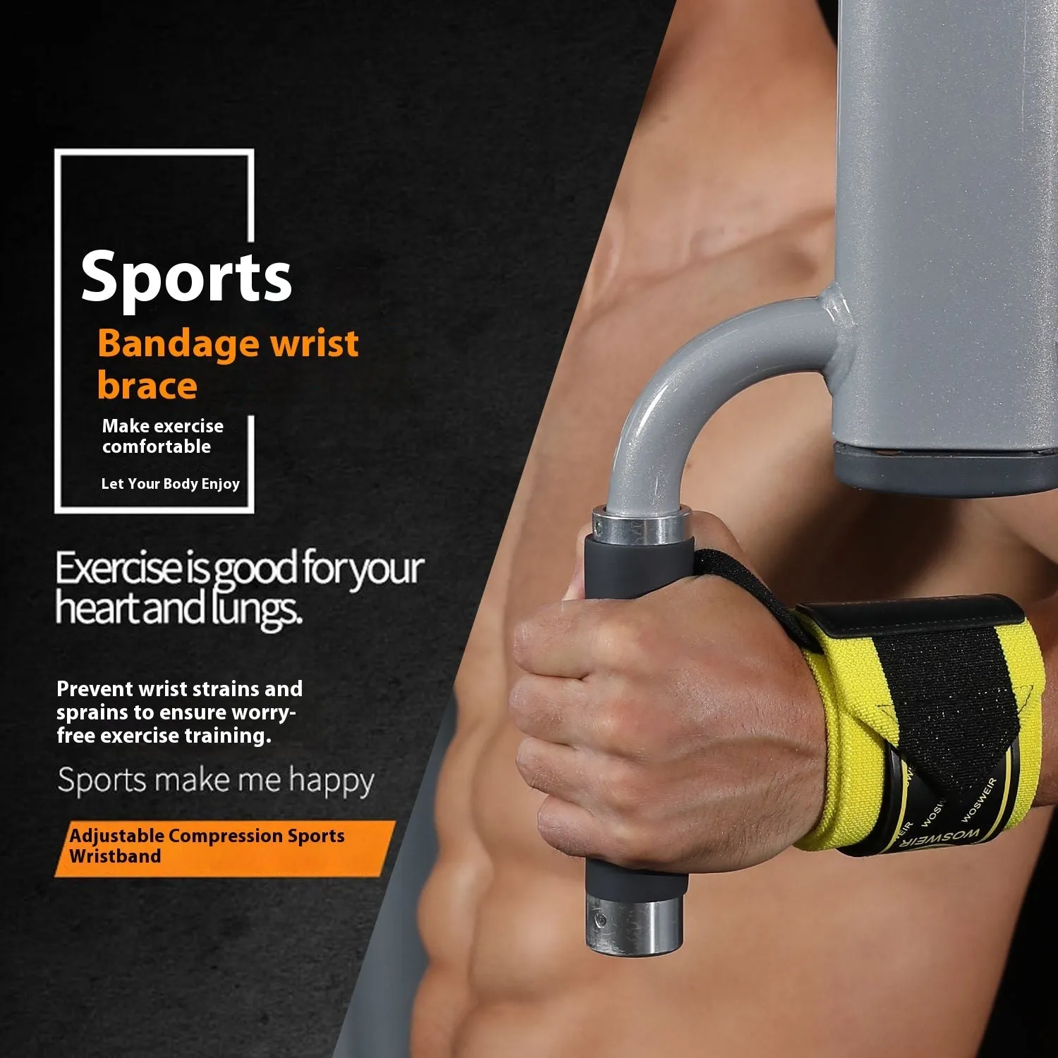 Adjustable winding polyester fibre wrist support wrap for weightlifting and deadlift anti-sprain protection