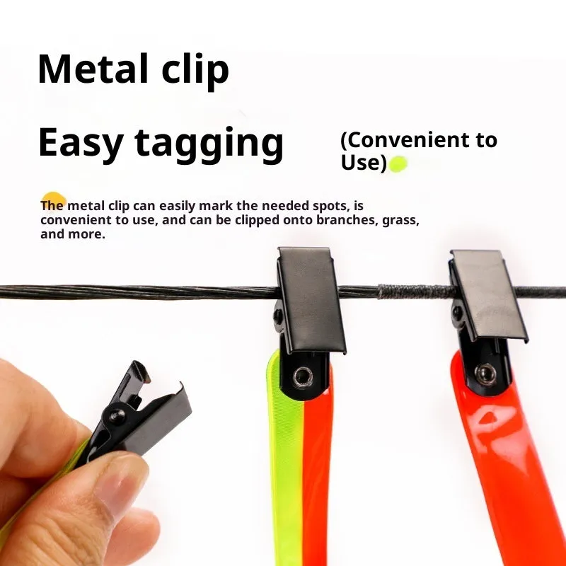 Yellow and orange PVC fluorescent ribbon clips for outdoor archery road sign marking, 10.3 cm size